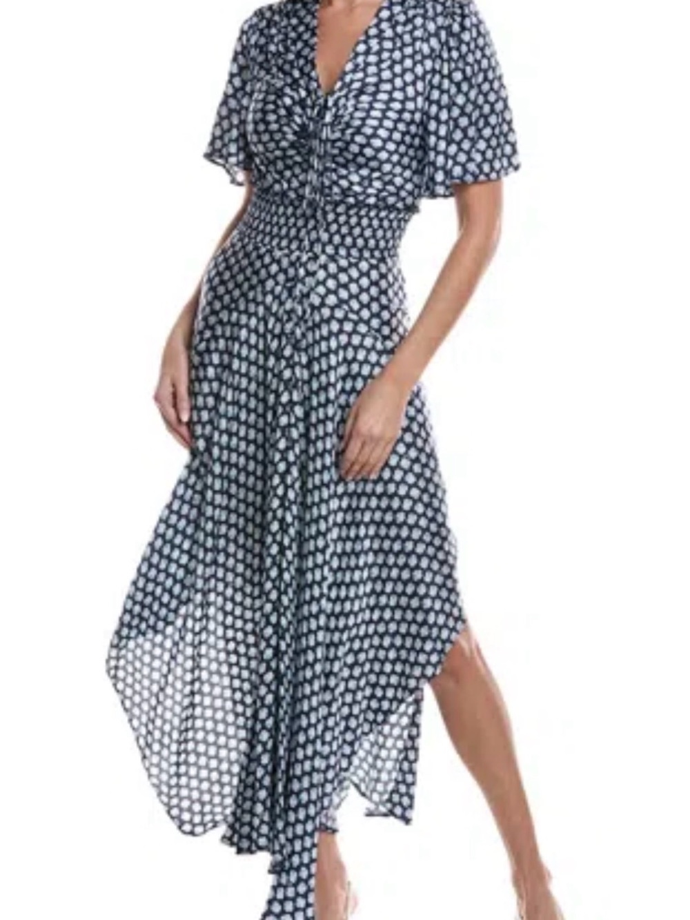 Maje Rachelonina Clover-Print Satin Maxi Dress Size 42